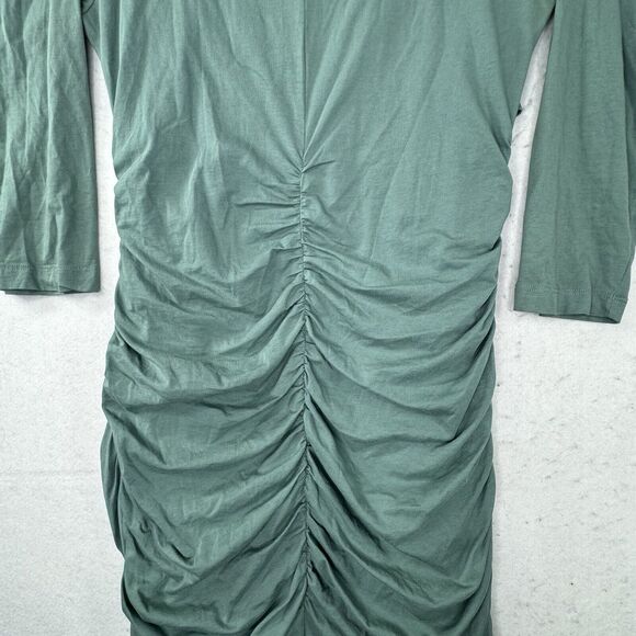 Sundance Eternal Compliment Sage Green Faux Wrap Ruched Dress Womens Size Medium - Picture 11 of 13